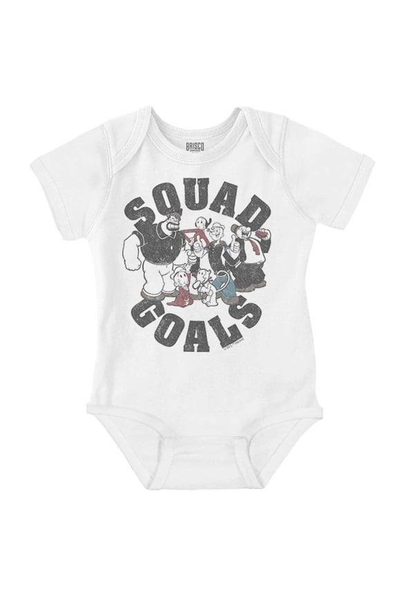 Popeye Characters Squad Goals Retro Romper Boys or Girls Infant Baby Brisco Brands 24M