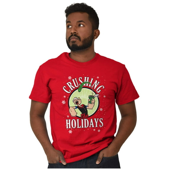 Popeye Christmas Crushing Holidays Men's Graphic T Shirt Tees Brisco Brands M