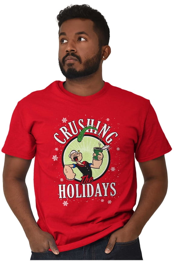 Popeye Christmas Crushing Holidays Men's Graphic T Shirt Tees Brisco Brands M