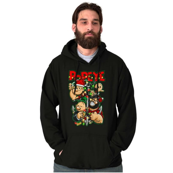 Popeye Christmas Lights Crew Cartoon Hoodie Sweatshirt Women Men Brisco Brands S