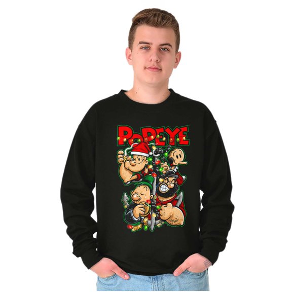 Popeye Christmas Lights Crew Cartoon Unisex Plus Size Sweatshirt Brisco Brands 2X