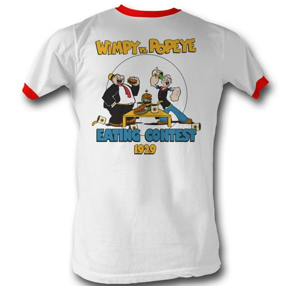 Popeye Comics Eating Contest Adult Short Sleeve Ringer T Shirt