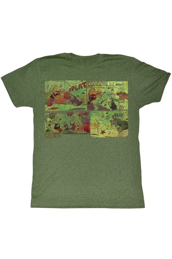 Popeye Comics Fightin Around The World Adult Short Sleeve T Shirt