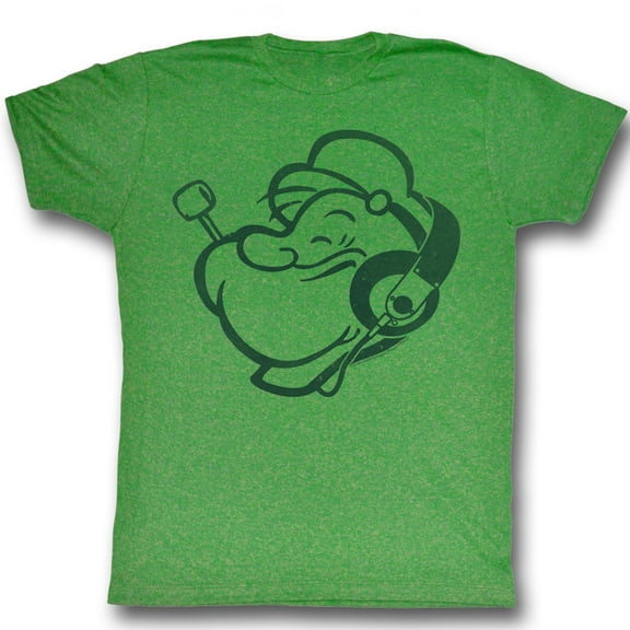 Popeye Comics Headphones Adult Short Sleeve T Shirt