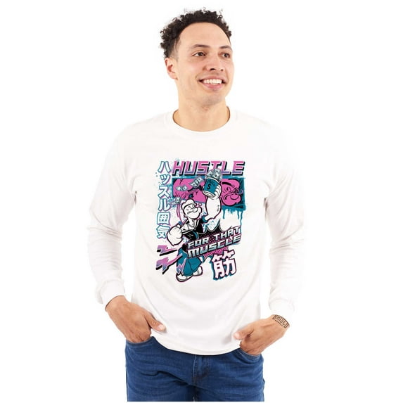 Popeye Cool Hustle For the Muscle Men's Long Sleeve Tee T Shirt Brisco Brands S