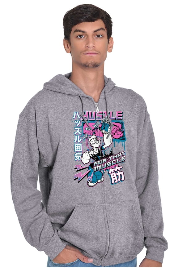Popeye Cool Hustle For the Muscle Zip Hoodie Sweatshirt Men Brisco Brands S