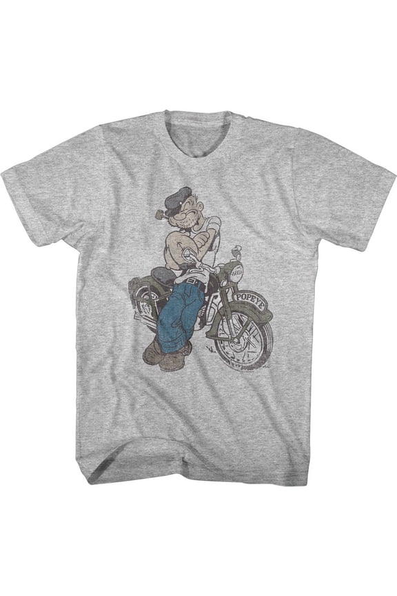 Popeye Cycle Gray Heather Adult T-Shirt
