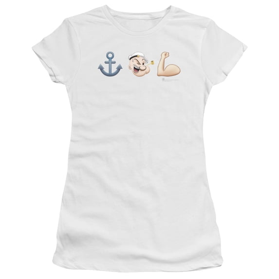 Popeye Emoji Junior Women's T-Shirt Sheer White