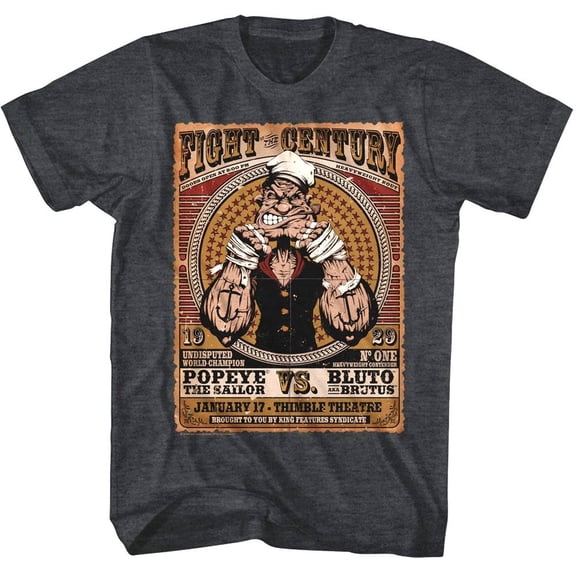 Popeye v Brutus Fight of the Century Men's T Shirt (CharcoalHeather, AdultS)
