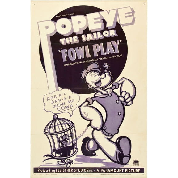 Popeye Foul Play Movie Poster 24inch x 36inch Art Poster 24x36 Multi-Color Square Adults Best Posters