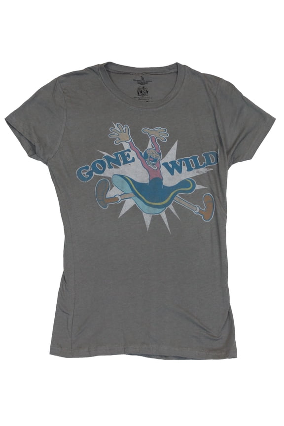 Girls Juniors T-Shirt - Olive Oyl Distressed Jumping "Gone Wild!" Image (Small)