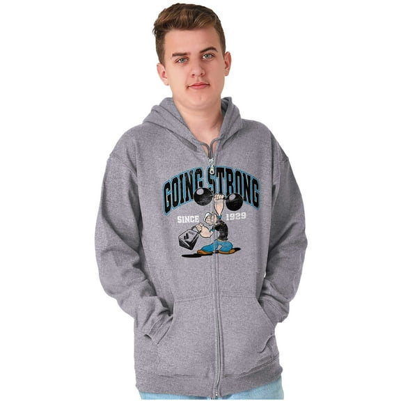 Popeye Going Strong Since 1929 Gym Zip Up Hoodie Men's Women's Brisco Brands S