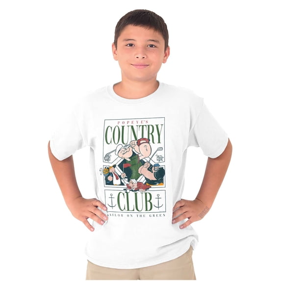 Popeye Golf Country Club Cartoon Crewneck T Shirts Boy Girl Teen Brisco Brands X
