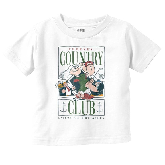 Popeye Golf Country Club Cartoon Toddler Boy Girl T Shirt Infant Toddler Brisco Brands 12M