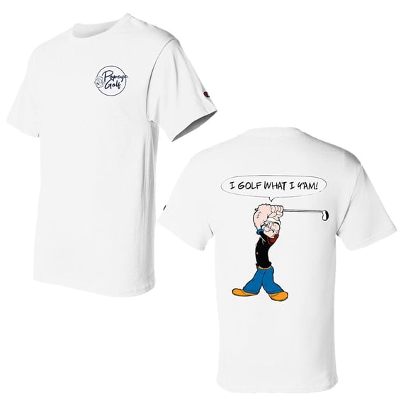 Popeye Golf Men's I Golf What I Y'am Print T-Shirt Large, White