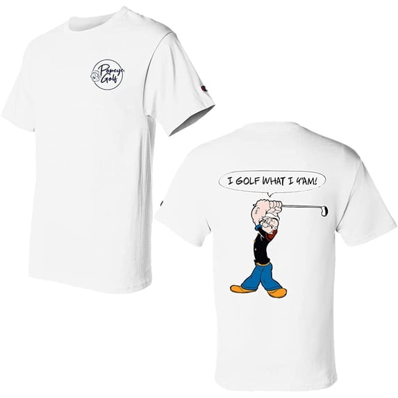 Popeye Golf Men's I Golf What I Y'am Print T-Shirt Medium, White