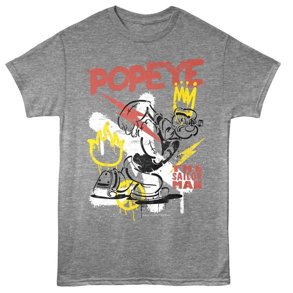 Popeye Sailor Man Graffiti Men's T Shirt (GraphiteGrayHeather, Adult3XL)