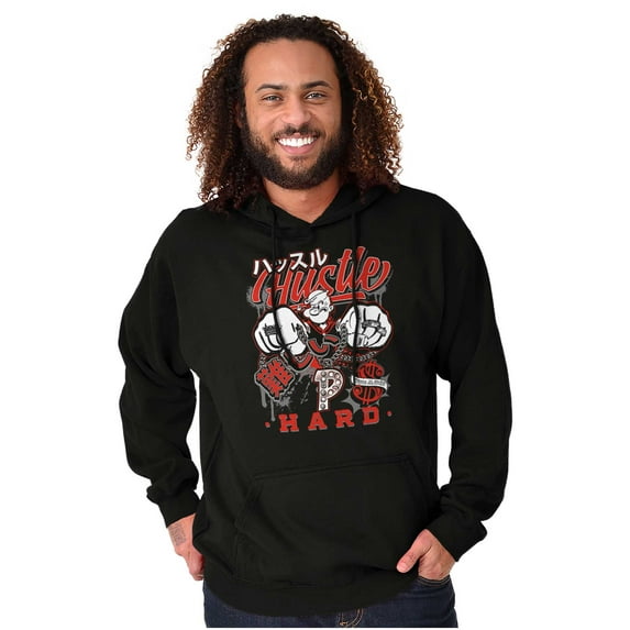 Popeye Hustle Hard Strong Finish Hoodie Hooded Sweatshirt Men Brisco Brands S