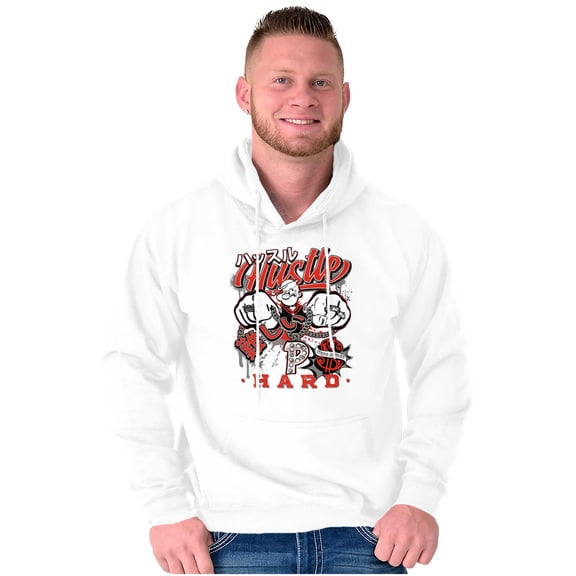 Popeye Hustle Hard Strong Finish Men Big & Tall Graphic Hoodie Brisco Brands 4X