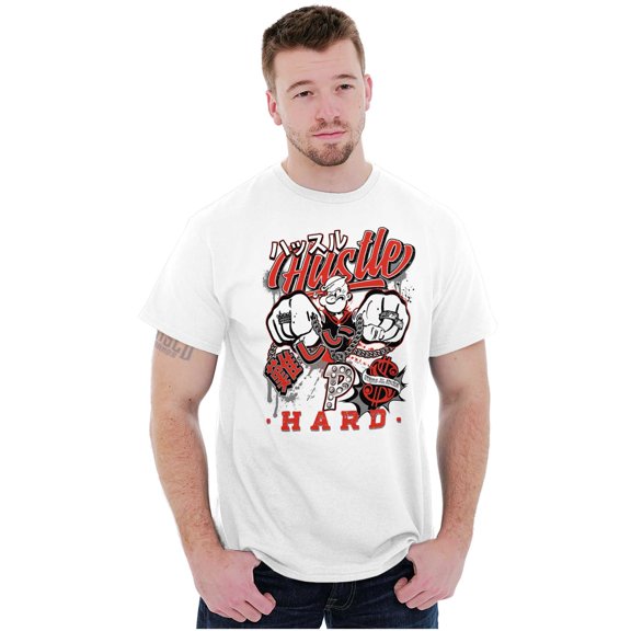 Popeye Hustle Hard Strong Finish Men's Graphic T Shirt Tees Brisco Brands M