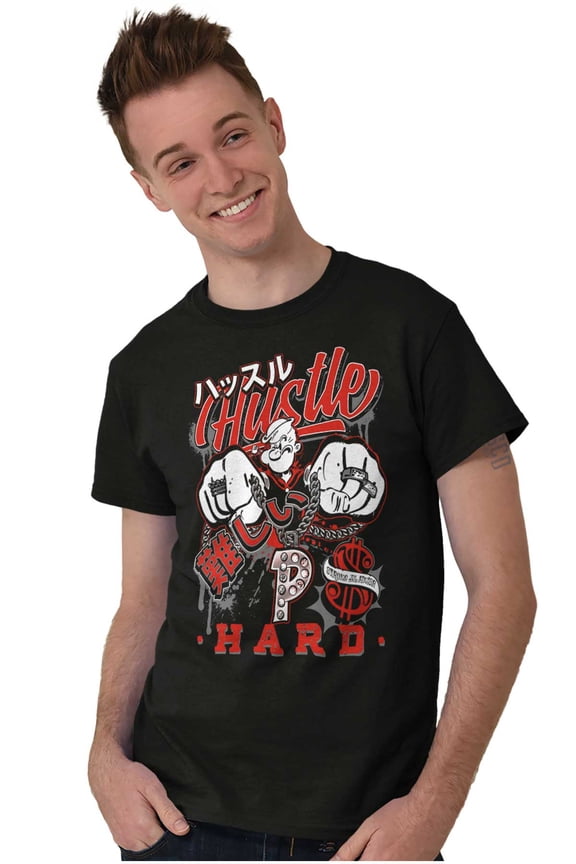 Popeye Hustle Hard Strong Finish Men's Graphic T Shirt Tees Brisco Brands S