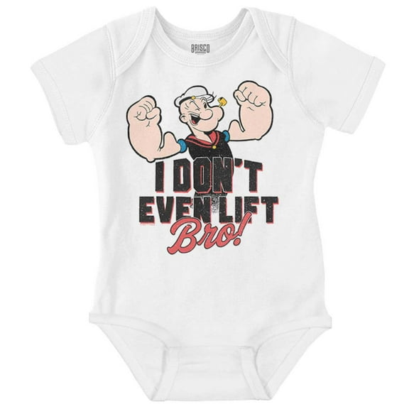 Popeye I Don't Even Lift Bro Funny Romper Boys or Girls Infant Baby Brisco Brands 18M