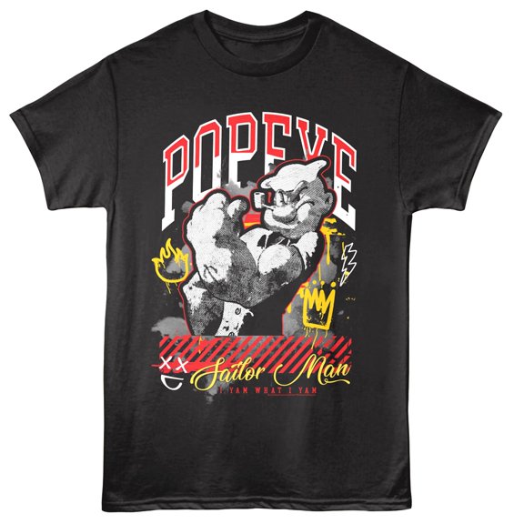 Popeye I Yam Graffiti Men's T Shirt (Black, Big&Tall3XLT)