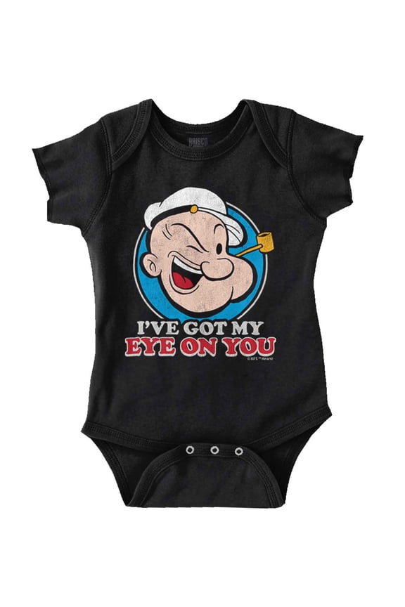 Popeye I've Got My Eye On You Funny Romper Boys or Girls Infant Baby Brisco Brands 12M