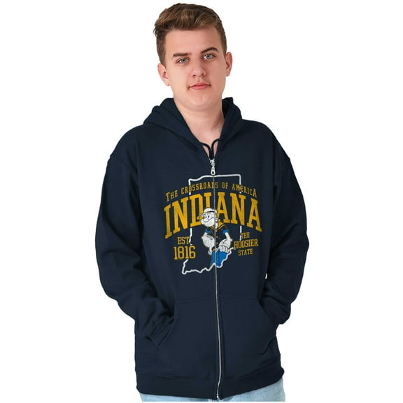 Popeye Indiana IN Local State Pride Unisex Plus Size Zip Hoodie Brisco Brands 2X