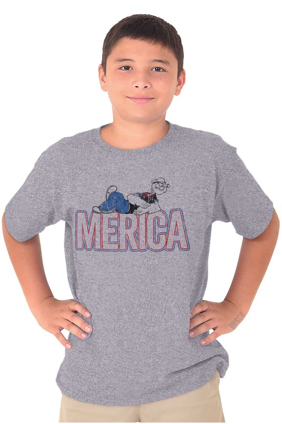 Popeye Ironic America Nickname Funny Crewneck T Shirts Boy Girl Teen Brisco Brands M