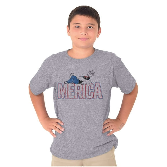 Popeye Ironic America Nickname Funny Crewneck T Shirts Boy Girl Teen Brisco Brands M
