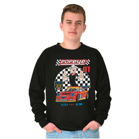 Popeye Kanji No. 1 Racecar Driver Sweatshirt for Men or Women Brisco Brands S