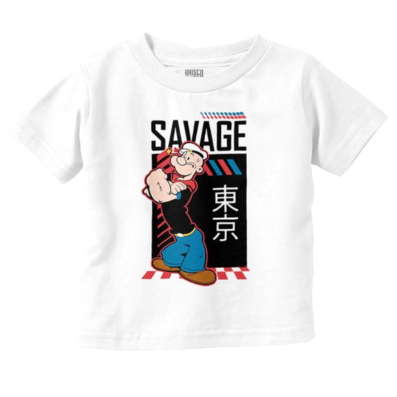 Popeye Kanji Savage Sailor Cartoon Toddler Boy Girl T Shirt Infant Toddler Brisco Brands 6M