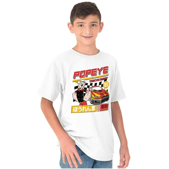 Popeye Kanji Tokyo Drift Racecar Crewneck T Shirts Boy Girl Teen Brisco Brands S