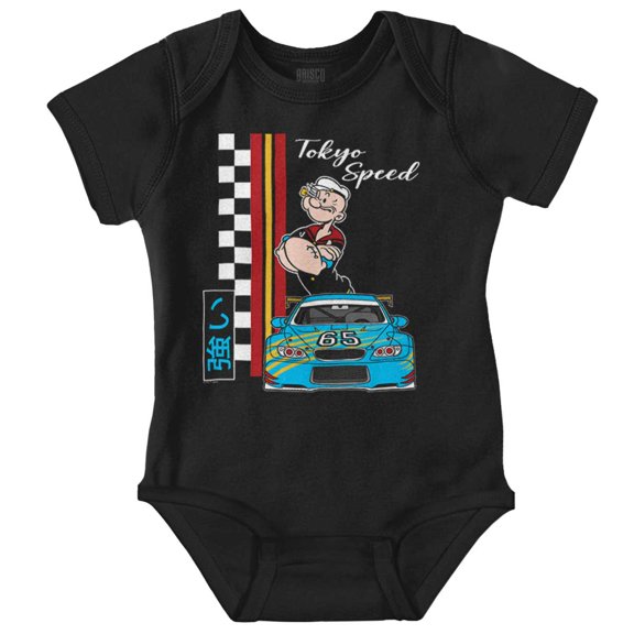 Popeye Kanji Tokyo Speed Racecar Romper Boys or Girls Infant Baby Brisco Brands NB