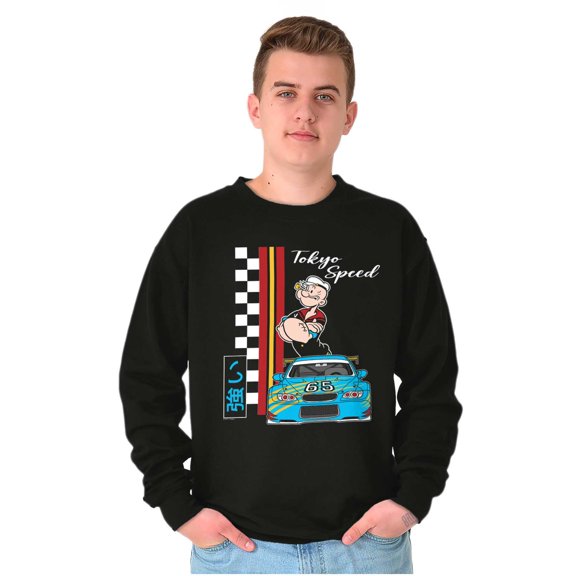 Popeye Kanji Tokyo Speed Racecar Sweatshirt for Men or Women Brisco Brands S