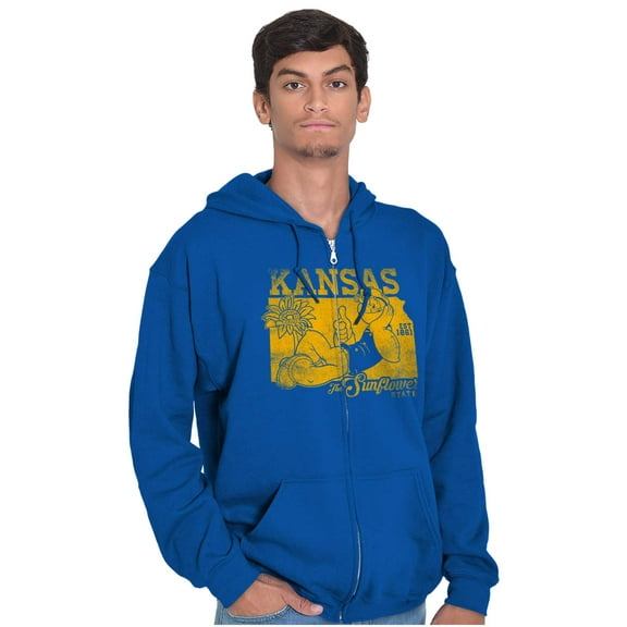 Popeye Kansas KS Local State Pride Unisex Plus Size Zip Hoodie Brisco Brands 5X