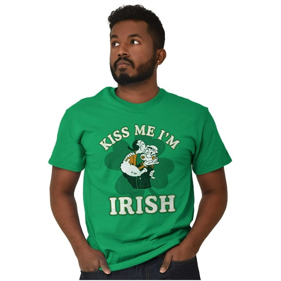 Popeye Kiss Me Im Irish St Paddys Day Men's Graphic T Shirt Tees Brisco Brands 2X