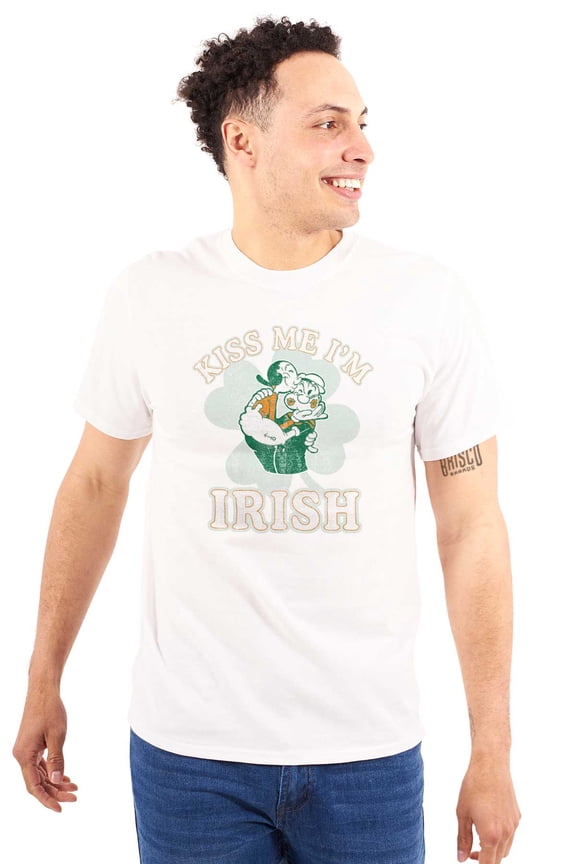 Kiss Me Im Irish St Paddys Day Men's Graphic T Shirt Tees Brisco Brands M