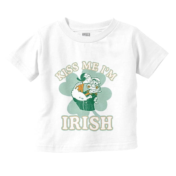 Popeye Kiss Me Im Irish St Paddys Day Toddler Boy Girl T Shirt Infant Toddler Brisco Brands 24M