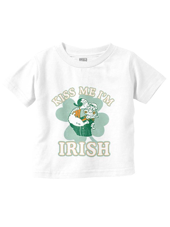 Popeye Kiss Me Im Irish St Paddys Day Toddler Boy Girl T Shirt Infant Toddler Brisco Brands 24M