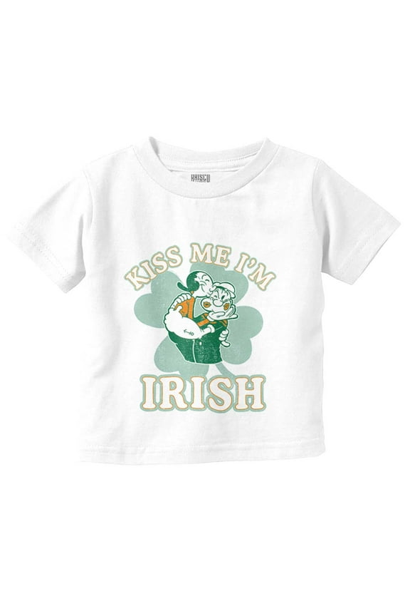 Popeye Kiss Me Im Irish St Paddys Day Toddler Boy Girl T Shirt Infant Toddler Brisco Brands 3T