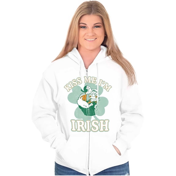 Popeye Kiss Me Im Irish St Paddys Day Zip Up Hoodie Men's Women's Brisco Brands X