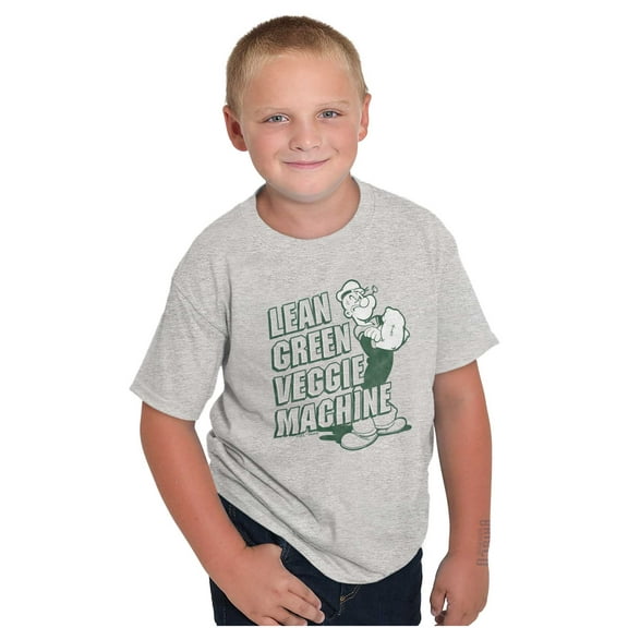 Popeye Lean Green Veggie Machine Crewneck T Shirts Boy Girl Teen Brisco Brands S