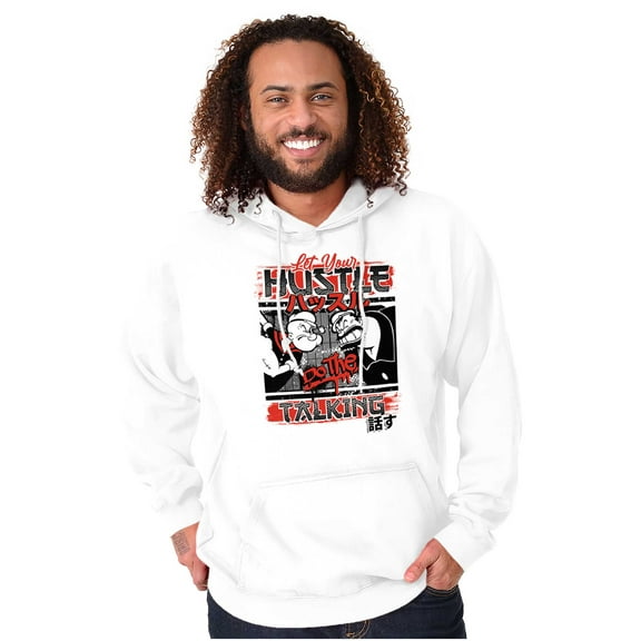 Popeye Let Your Hustle Do The Talking Hoodie Hooded Sweatshirt Men Brisco Brands L