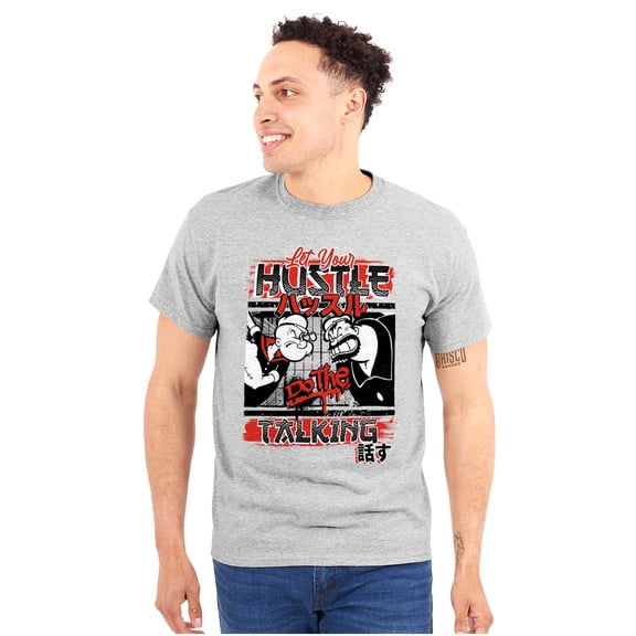 Popeye Let Your Hustle Do The Talking Men's Big & Tall Crewneck Graphic Tee Brisco Brands 2X