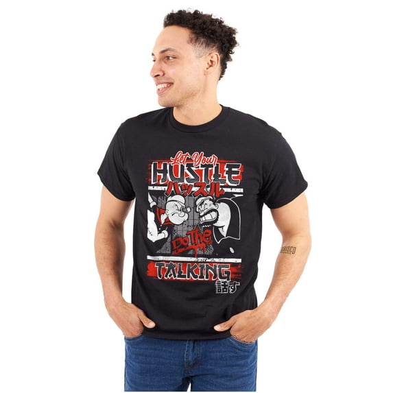 Popeye Let Your Hustle Do The Talking Men's Graphic T Shirt Tees Brisco Brands S