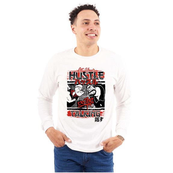Popeye Let Your Hustle Do The Talking Men's Long Sleeve Tee T Shirt Brisco Brands S