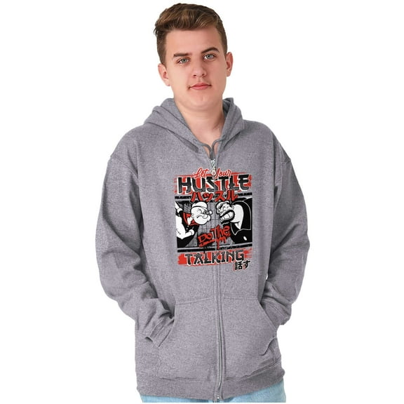Popeye Let Your Hustle Do The Talking Zip Hoodie Sweatshirt Men Brisco Brands S