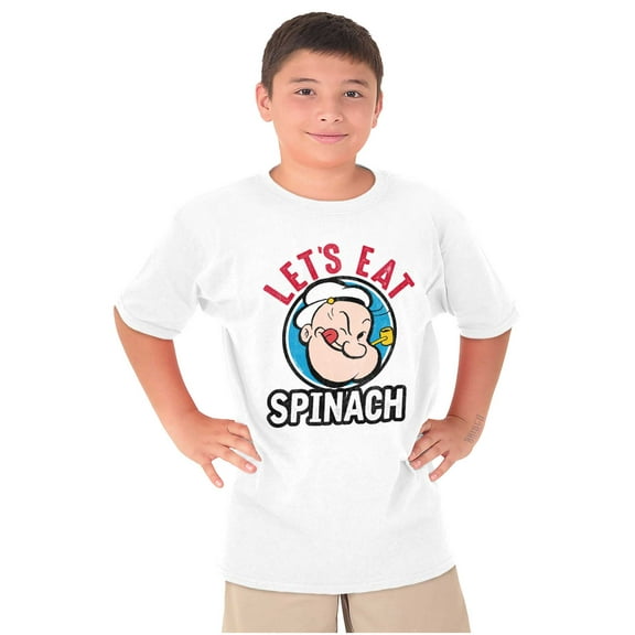 Popeye Let's Eat Spinach Cool Retro Crewneck T Shirts Boy Girl Teen Brisco Brands L